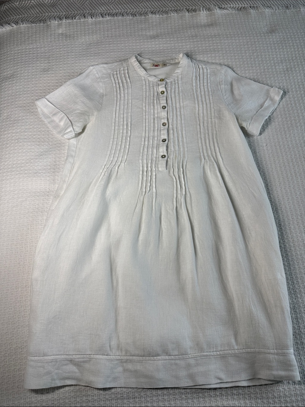 Faherty Gemina white linen tunic shift mini dress coastal beach preppy sz small - Picture 4 of 12